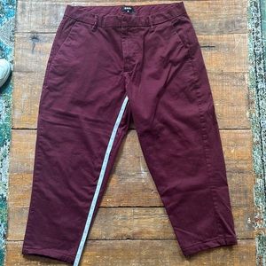 DKNY Burgundy Tailored Short Mens Khaki Pant 33x22